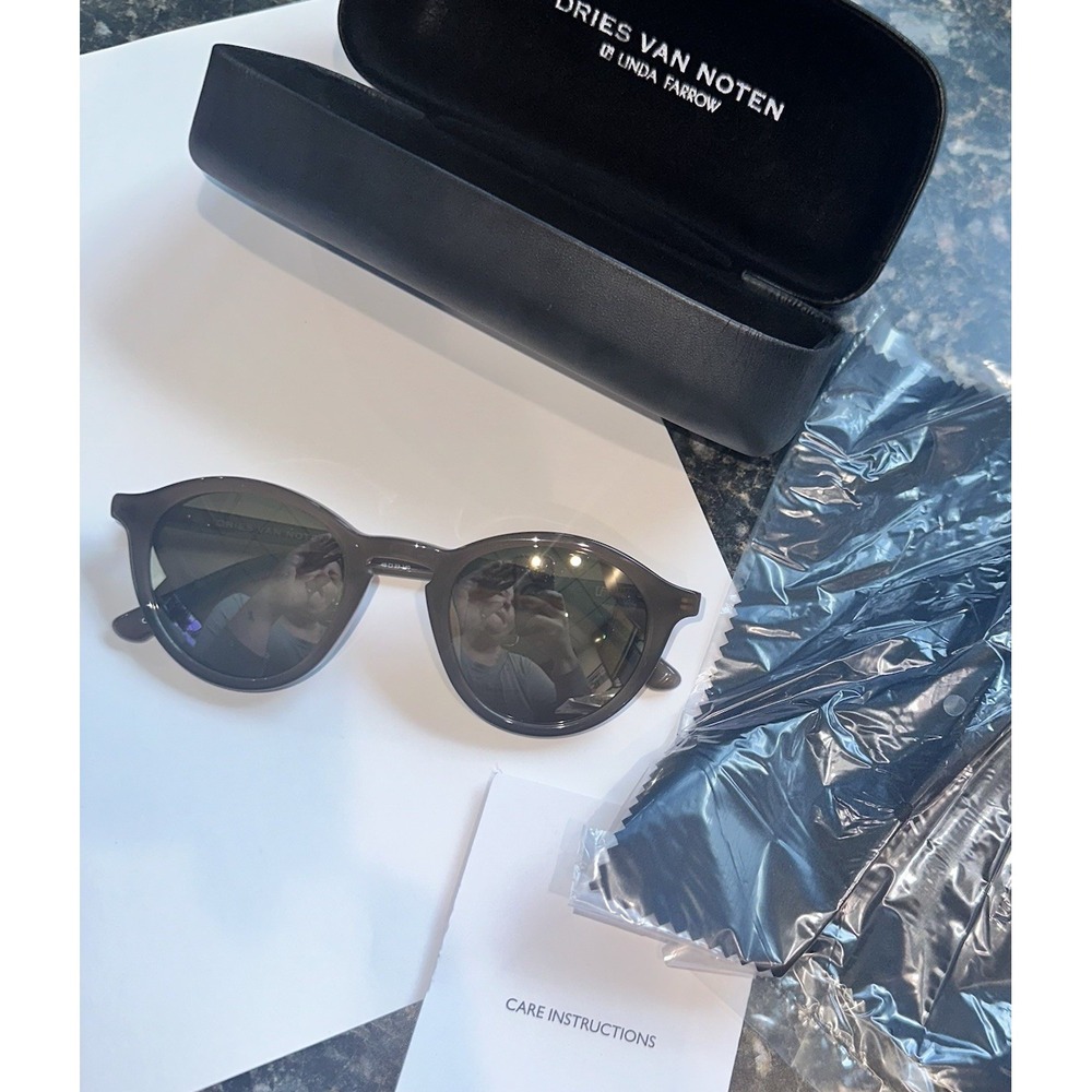 Dries Van Noten Linda Farrow Edition  DVN/144Sunglasses Powder Grey Brush Silver